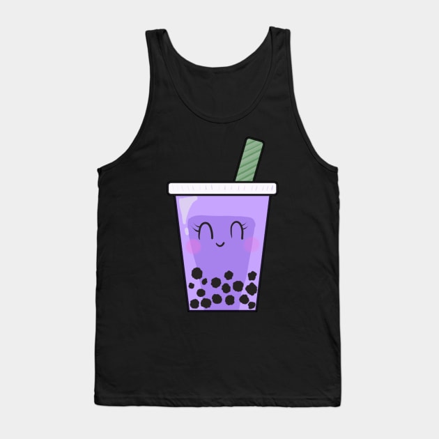 Kawaii Boba Taro Bubble Tea Ube Purple Yam Tank Top by kristinedesigns